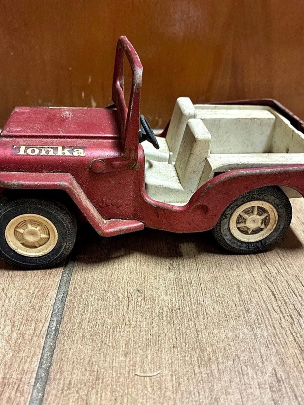 Tonka Vintage Tonka Red Jeep Toy Vehicle Red & Cream